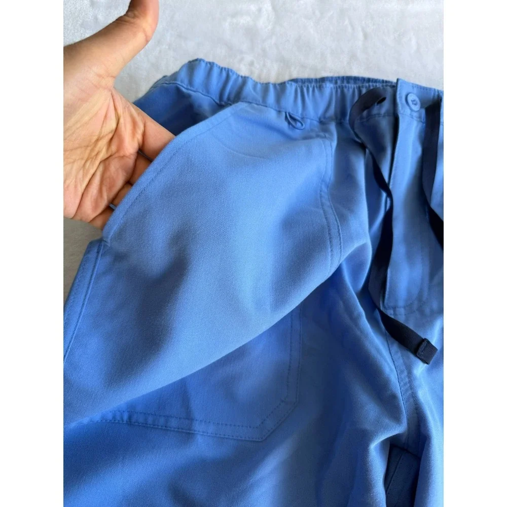 FIGS Cairo Cargo Scrub Pants L Blue Technical Collection Medical Professional